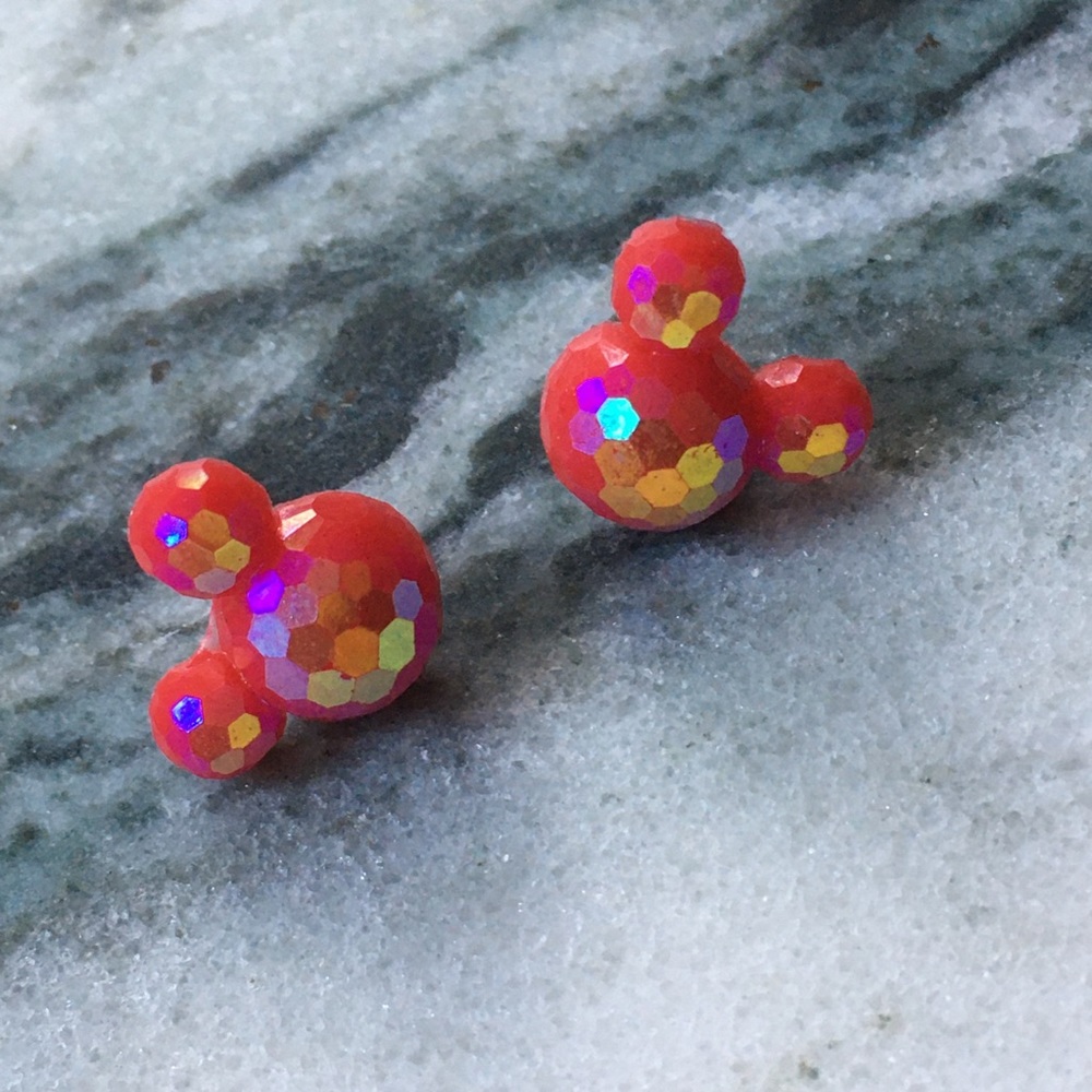 🎈Sale 🎈2 for $10 NWOT red sparkle confetti mouse post earrings